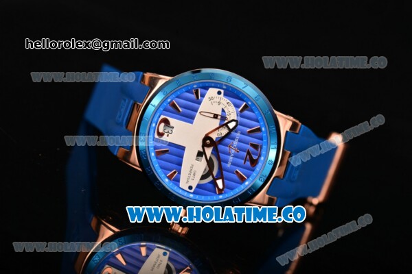 Ulysse Nardin El Toro / Black Toro Asia Automatic Rose Gold Case with Stick Markers Blue Dial and Blue Bezel - Click Image to Close